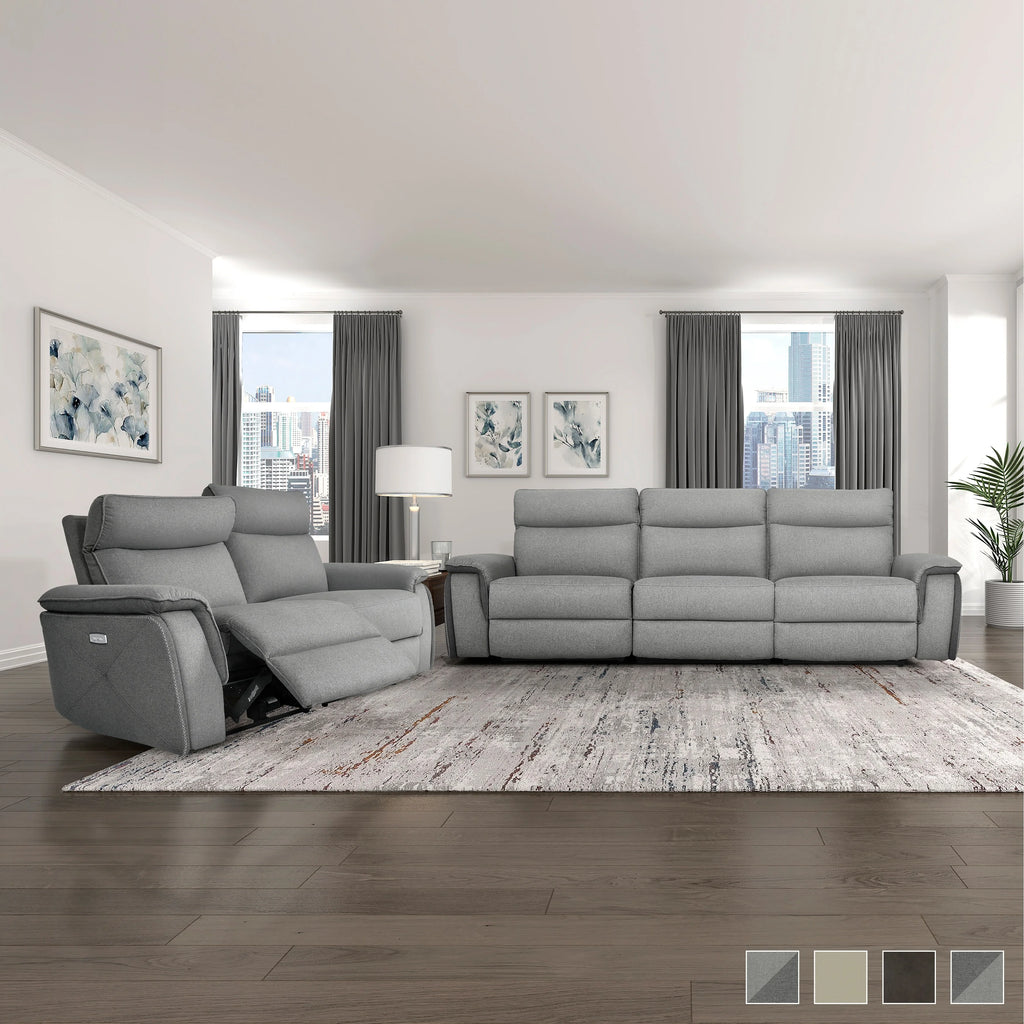 Dark Brown Faux Leather 2-Piece Power Reclining Sofa Set L460446