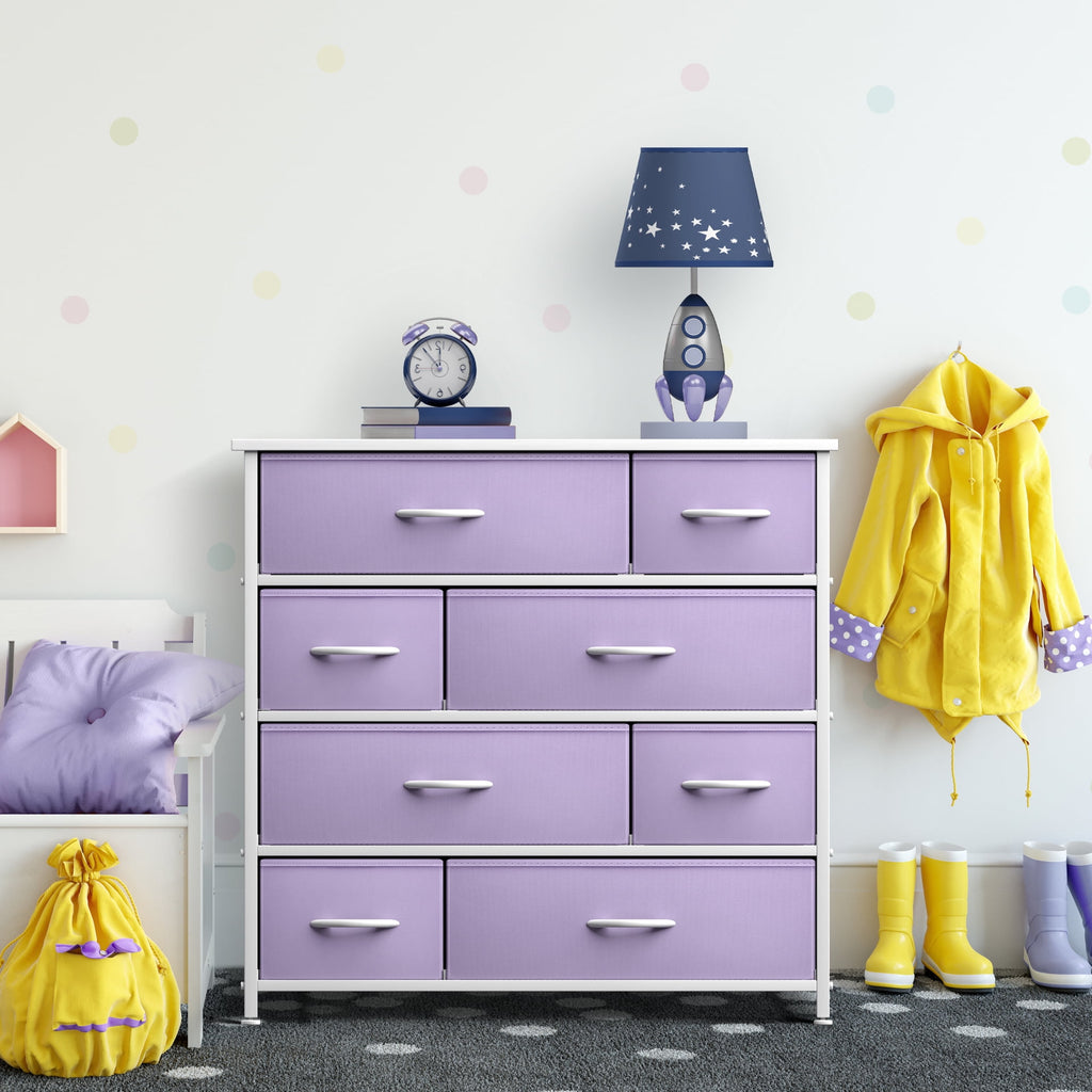 8 Drawer Fabric Dresser with Wood Top Q38323