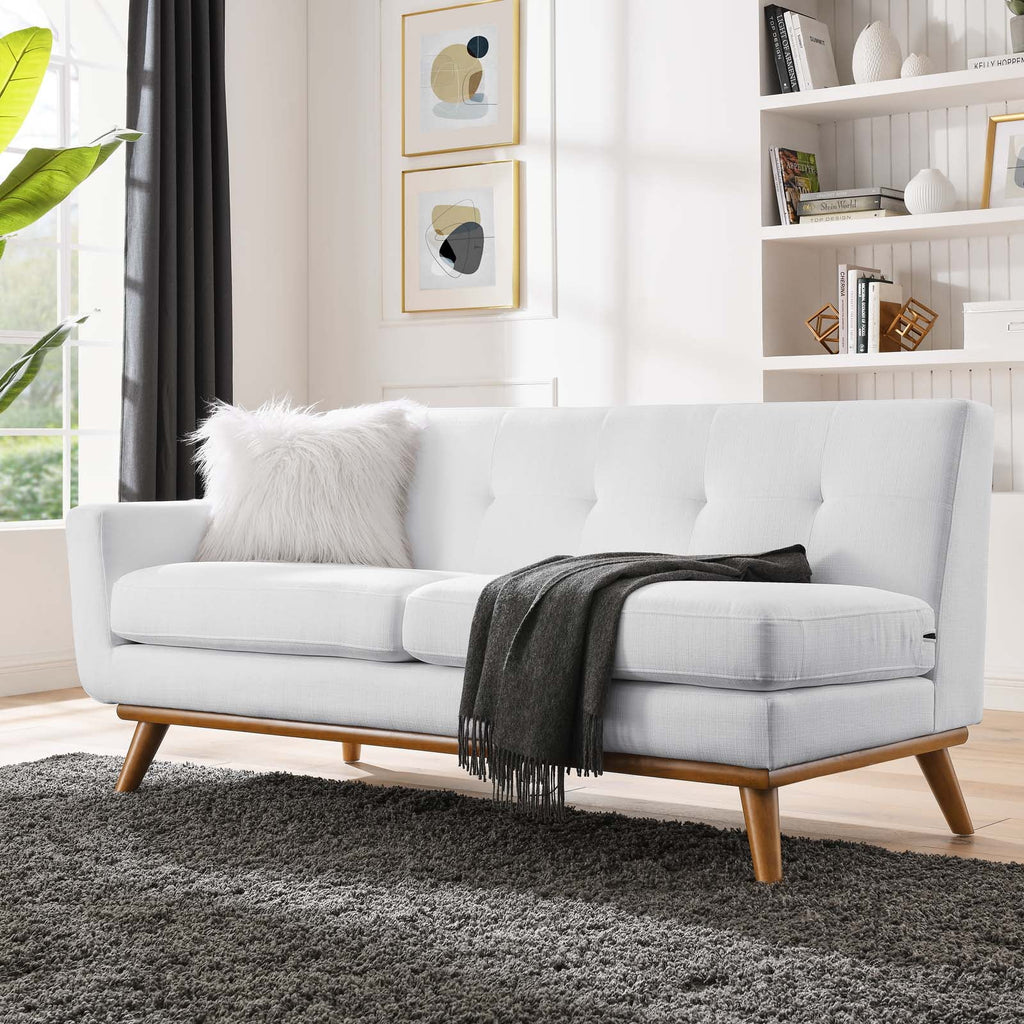 White Upholstered Fabric Loveseat S2539