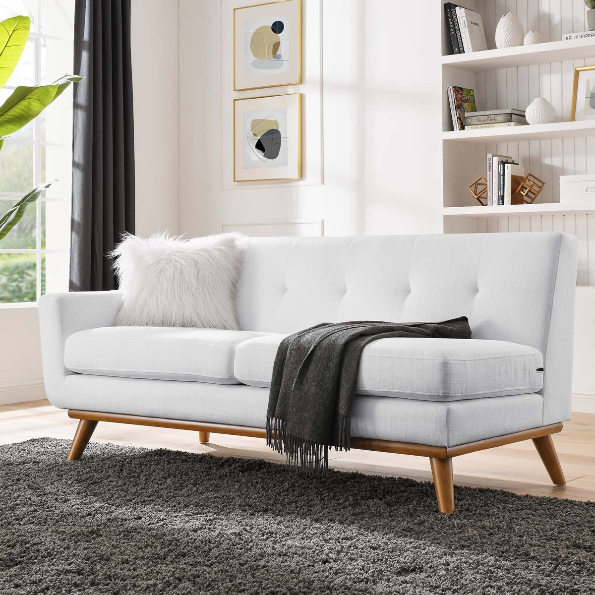 White Upholstered Fabric Loveseat S2539