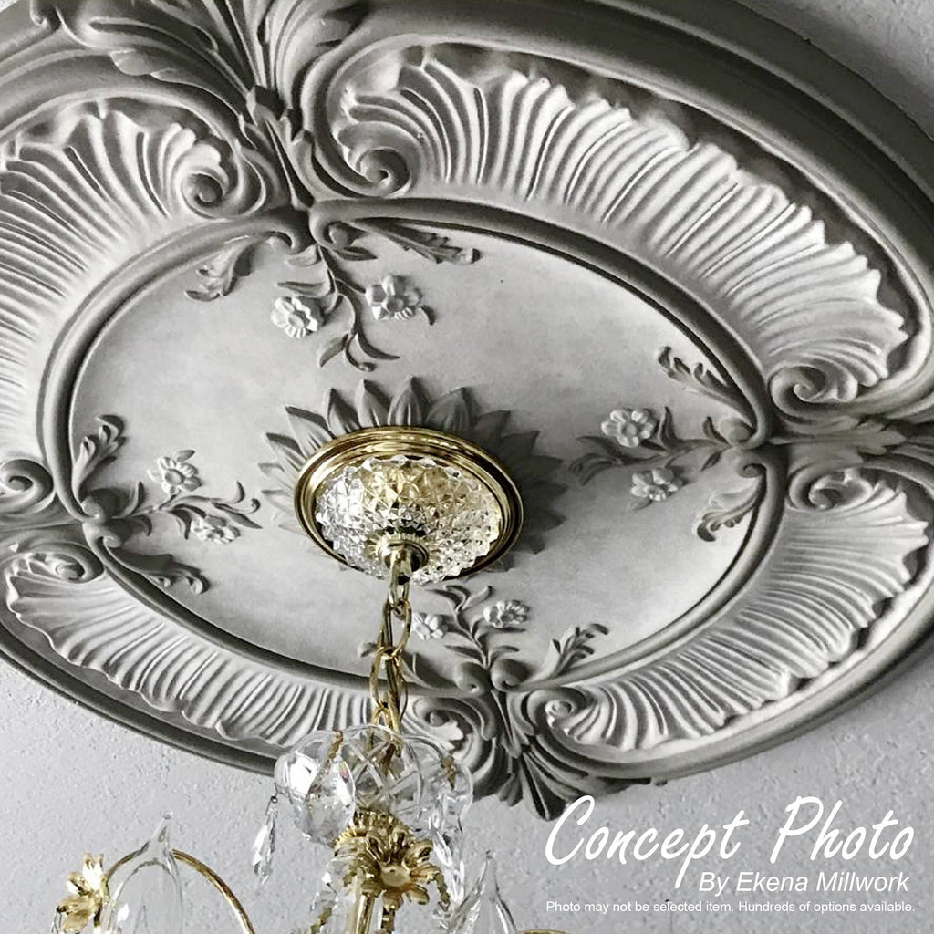 21 inch x 2 inch Hand-Painted Gray Ceiling Medallion D53985