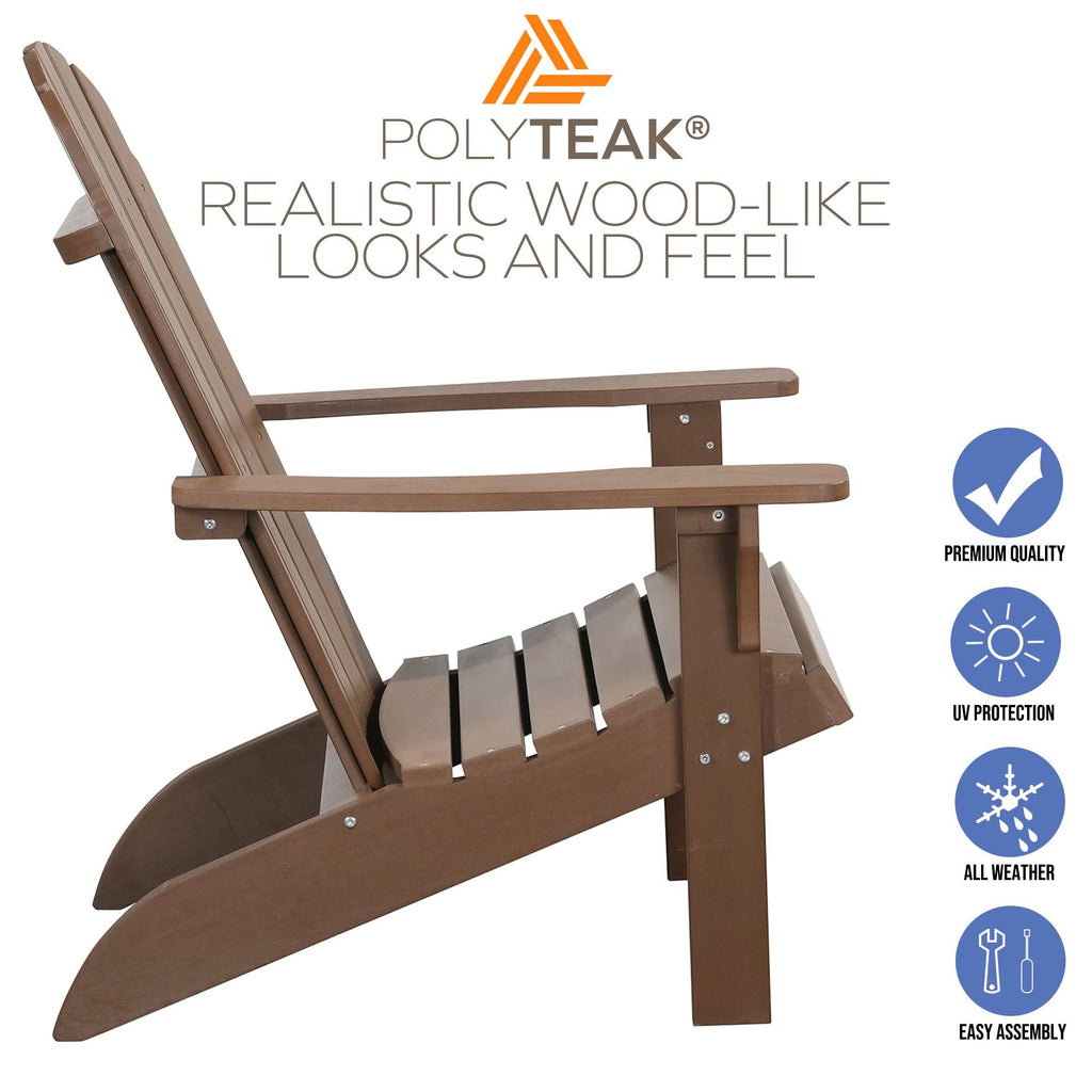 Brown Poly Faux Wood Adirondack Chair D615