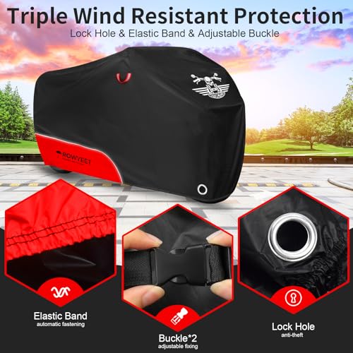 Waterproof Motorcycle Cover with Lock-Holes, Storage Bag & Night Reflective Design C368