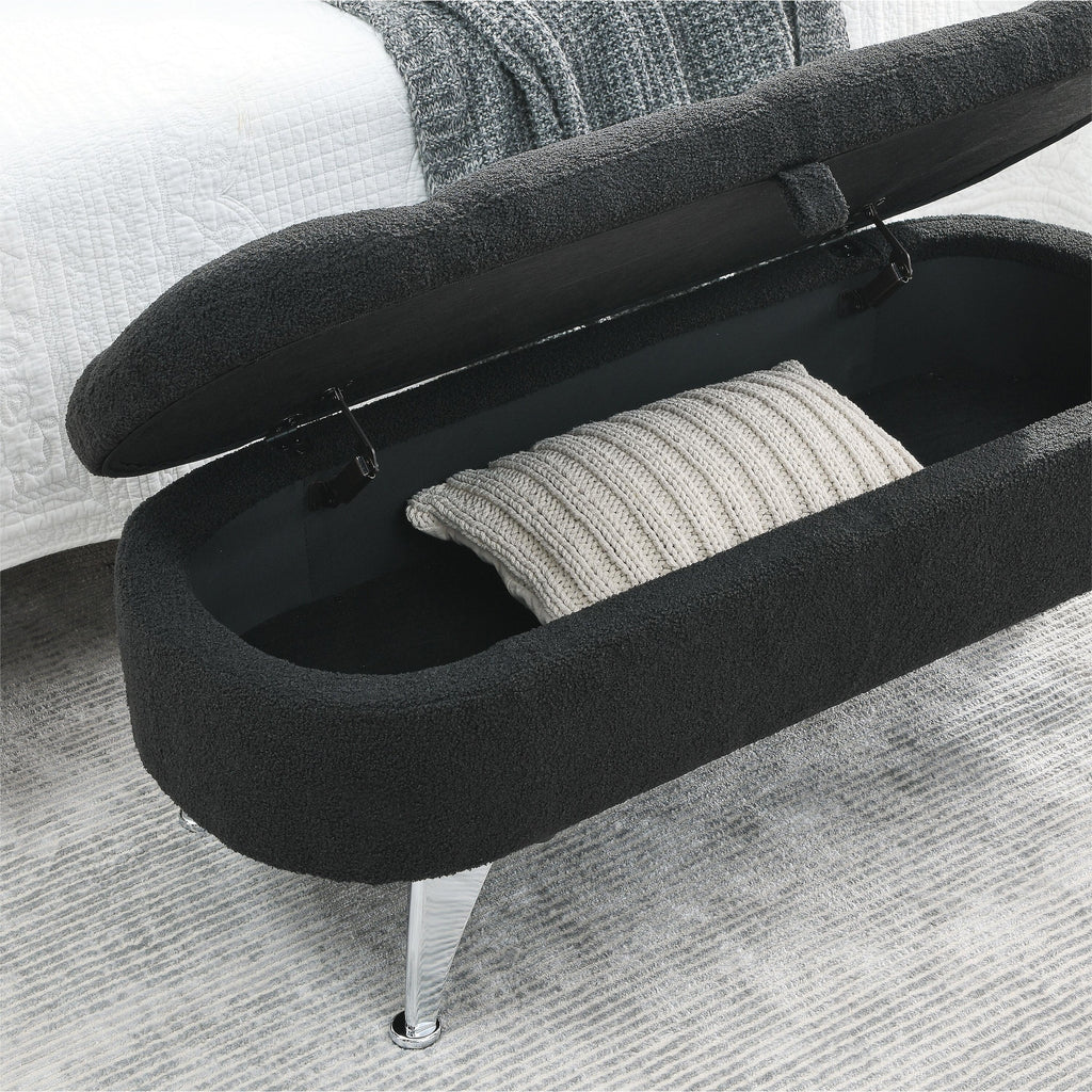 Black Teddy Storage Ottoman Bench O107502
