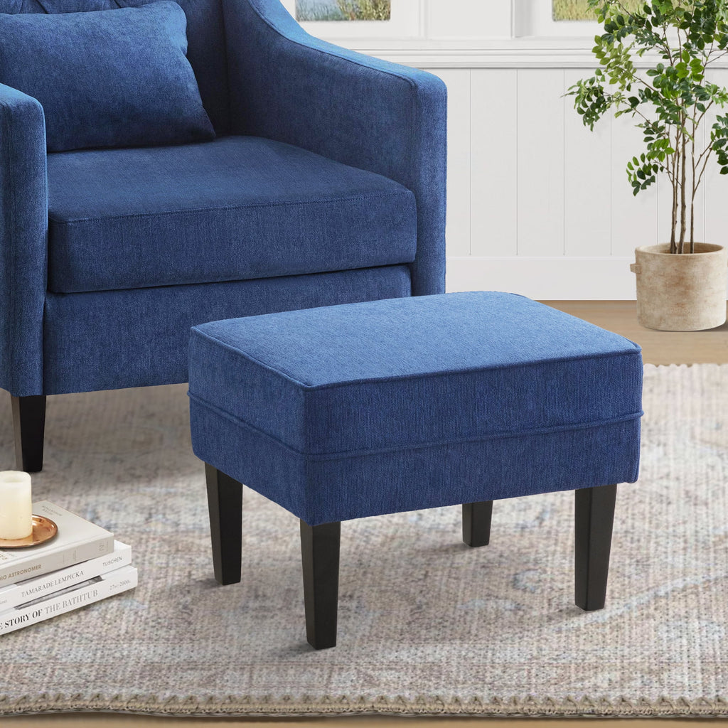 Blue Upholstered Accent Chair with Ottoman U18115
