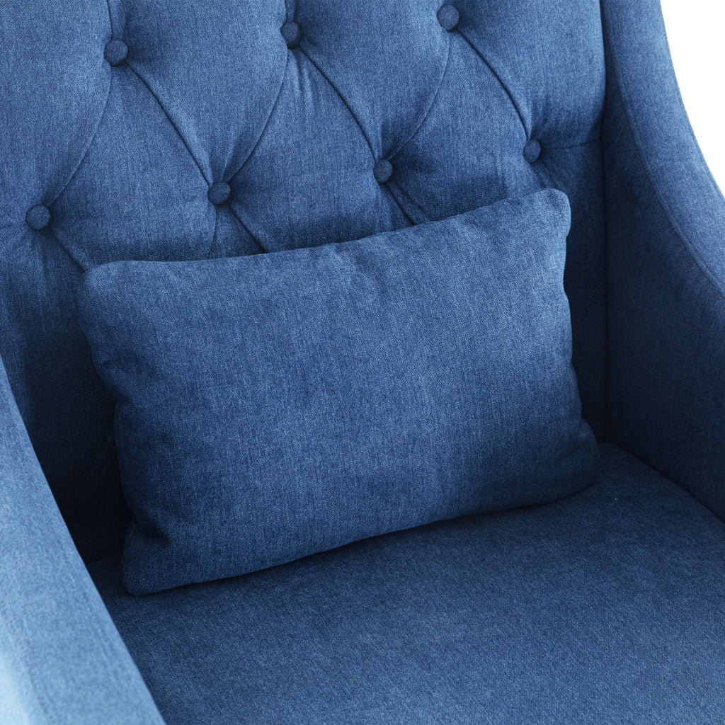Blue Upholstered Accent Chair with Ottoman U18115