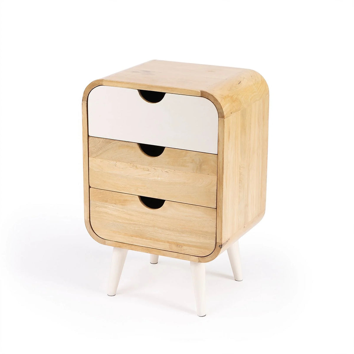 Beige Mango Wood End Table with Storage N55566