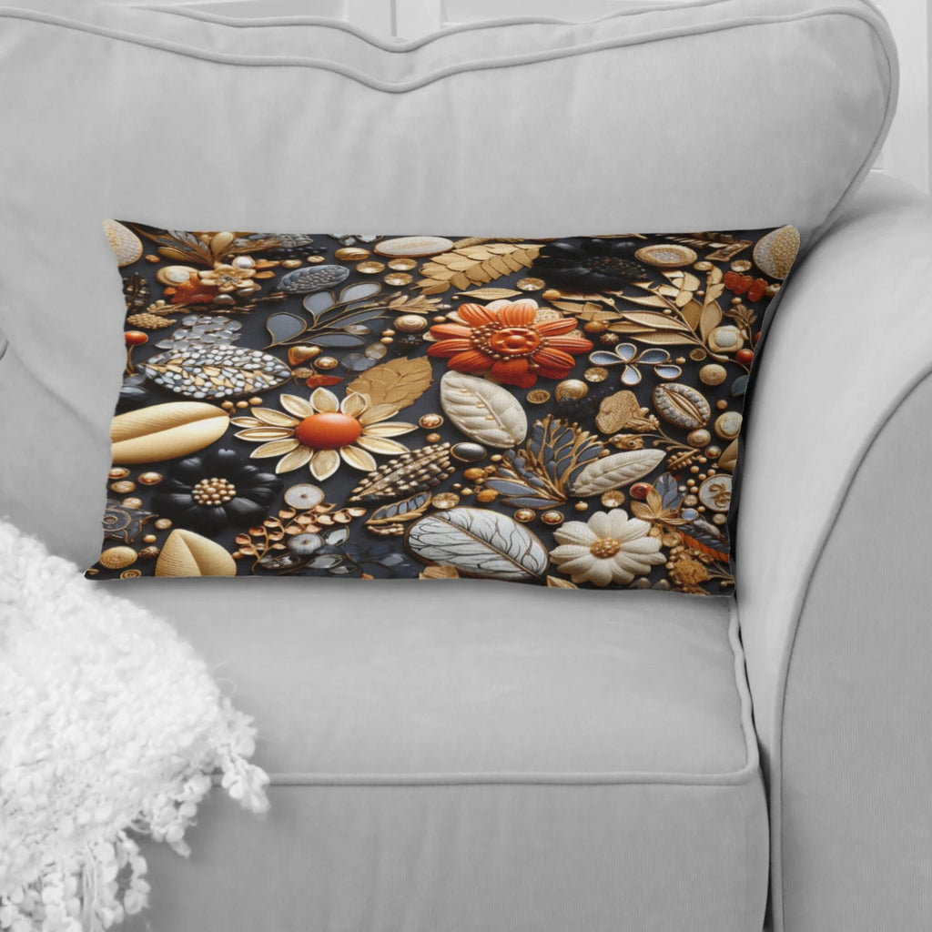 Black Boho Printed Throw Pillow J9170