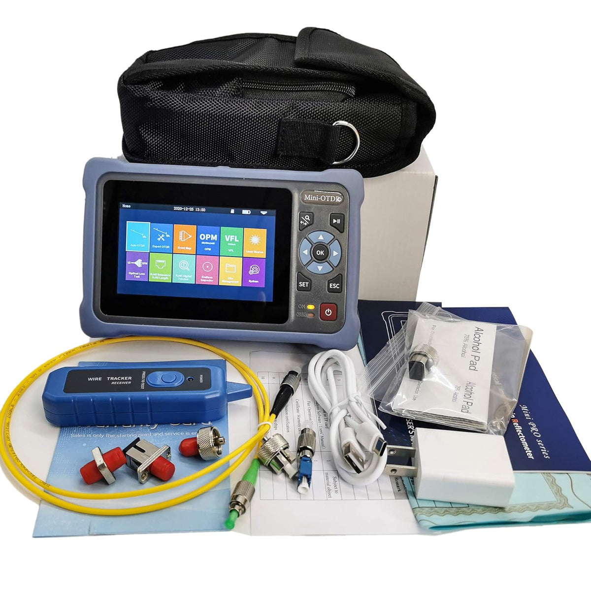 Single Mode OTDR 1310/1550nm 26/24dB 4.3 inches Touch Screen Optical Network Tester with FC/UPC-FC/APC-SX Connector T99409