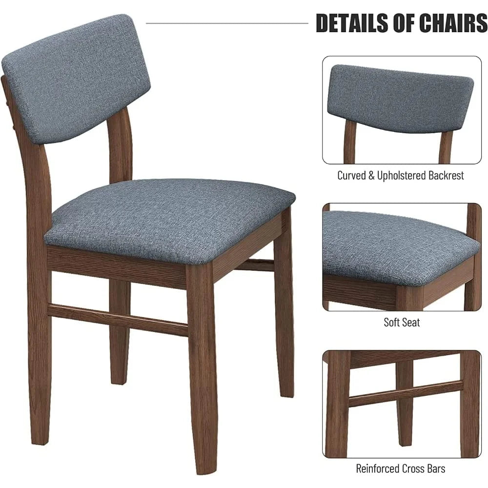 Rubber Wood Dining Table with 2 Benches and 2 Chairs I91269