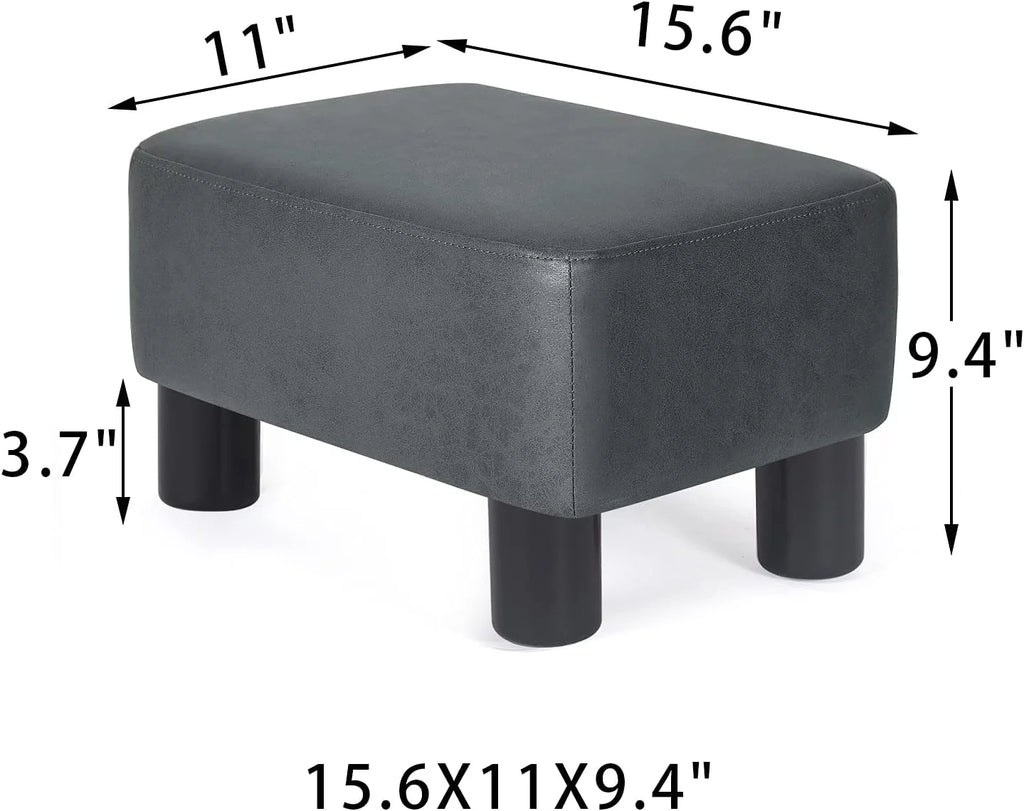 Fabric Rectangular Ottoman Footstool Dark Gray F658453