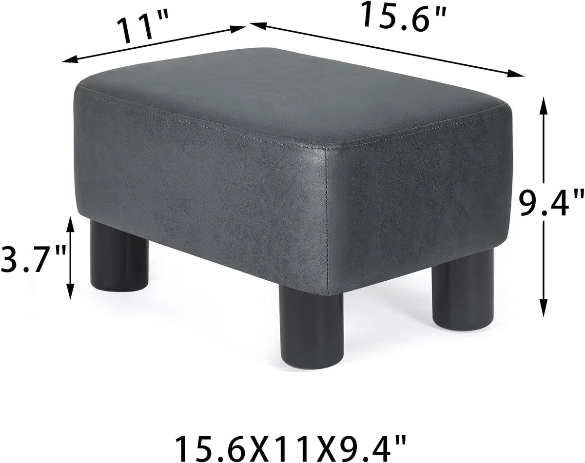 Fabric Rectangular Ottoman Footstool Dark Gray F658453