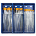 Clear Choice Brush Set Golden Taklon Flat Set of 60 Long Handle D901590
