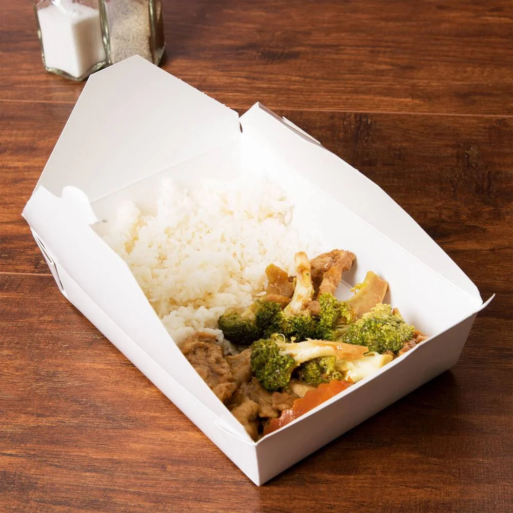 White Microwavable Paper Take-Out Container - 200/Case O9329