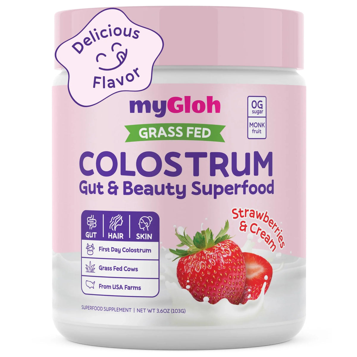 Strawberries & Cream Colostrum Powder Supplement Z8200