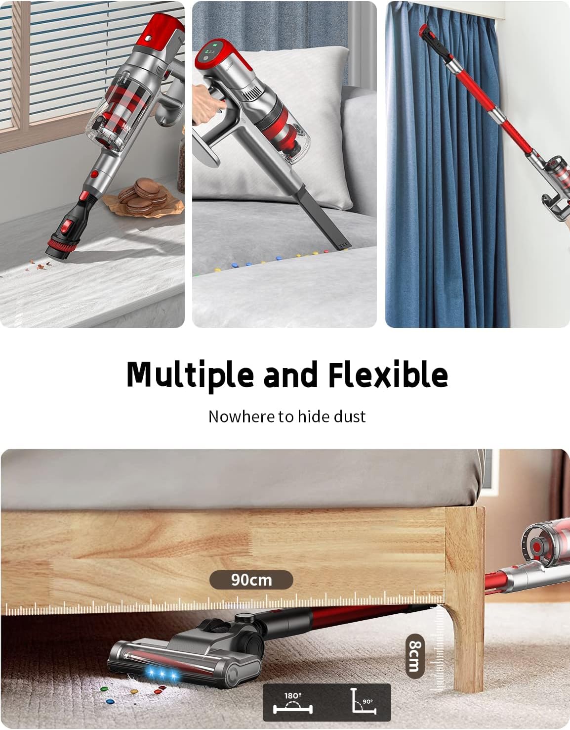 Cordless Stick Vacuum, 25Kpa 4-in-1 Lightweight, 40min Runtime, 250W Brushless Motor A512