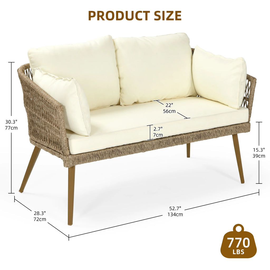 L-Shaped All-Weather Wicker Patio Sofa with Cushions X720782