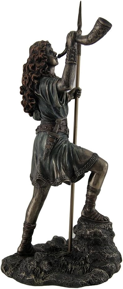 Resin Statue of Boudica Warrior Queen Holding Spear and Celtic Horn, 5 X 10.25 X 5 Inches M96250