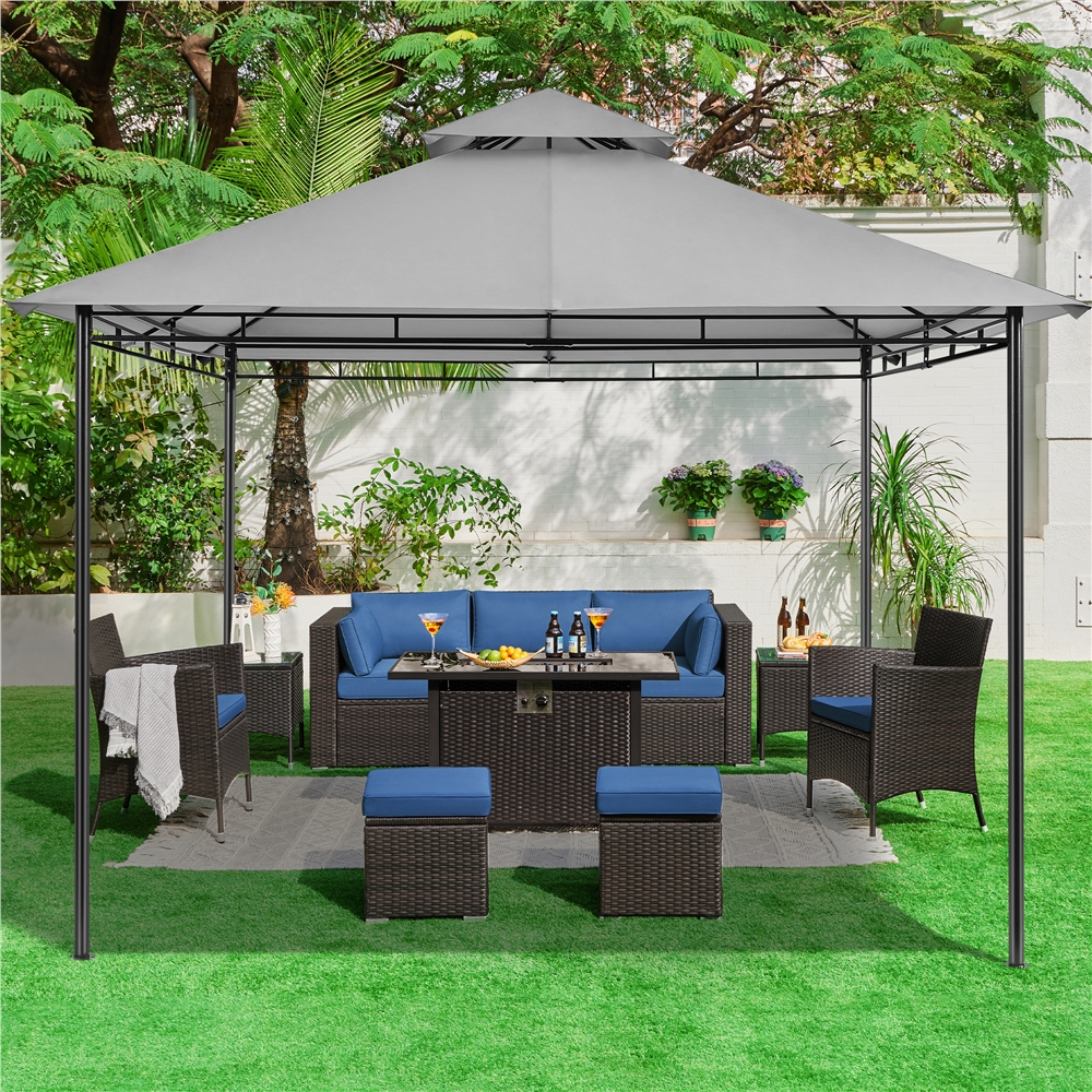 11×11 ft Outdoor Patio Gazebo Tent, Dark Gray V532366