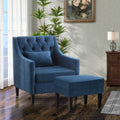 Blue Upholstered Accent Chair with Ottoman U18115