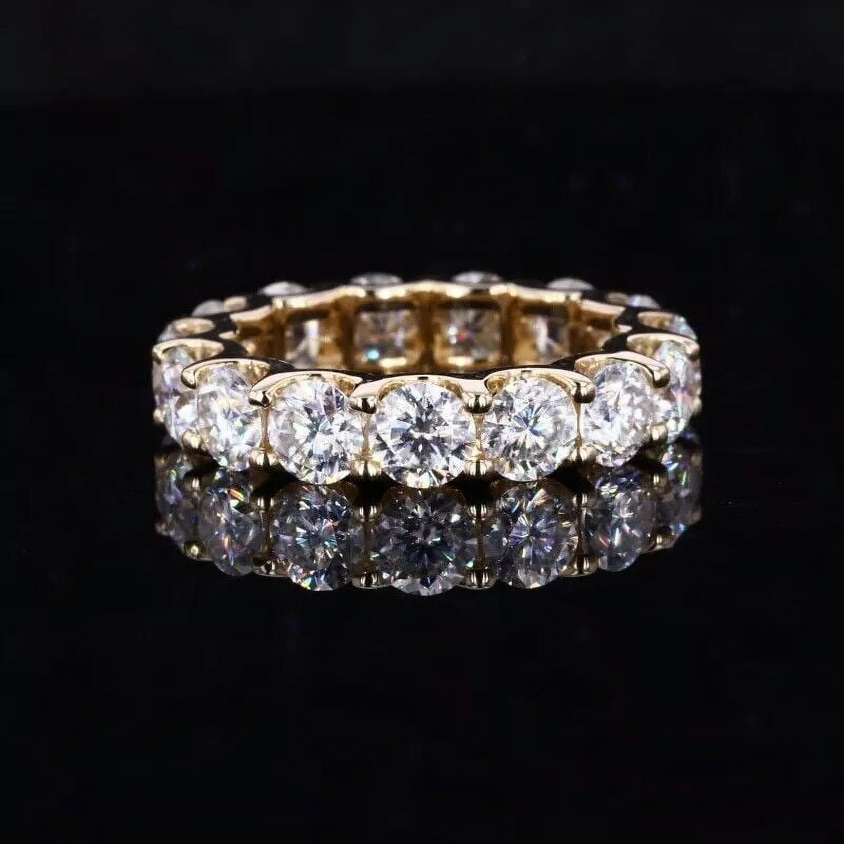 14K White Gold Plated Moissanite Eternity Band Ring N771