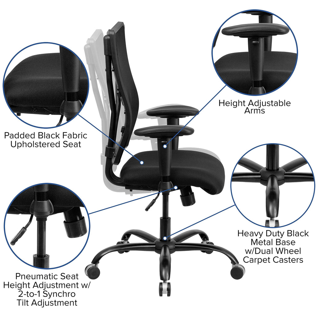 Black Mesh Office Chair with Arms, 400 lb. Capacity Z8766
