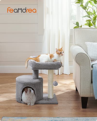 Light Gray Cat Tree Tower with Sisal Scratching Post A6112