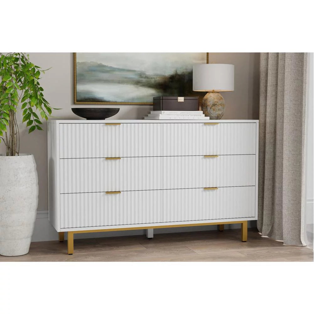 White 6 Drawer Dresser T2481