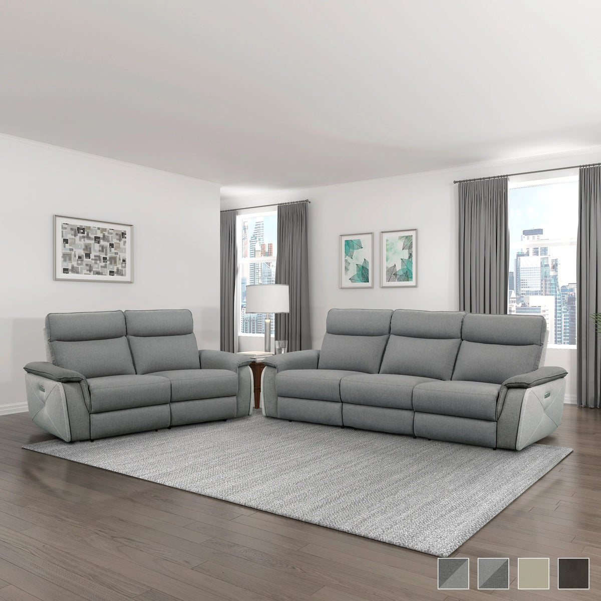 Dark Brown Faux Leather 2-Piece Power Reclining Sofa Set L460446