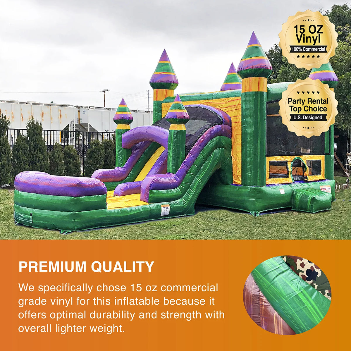 Inflatable Bounce House with Dual Water Slides and Pool with Blower F753858