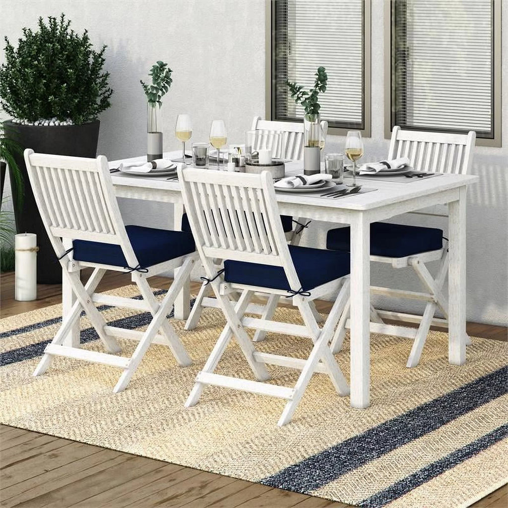 White Washed Wood 5pc Outdoor Dining Set S1824