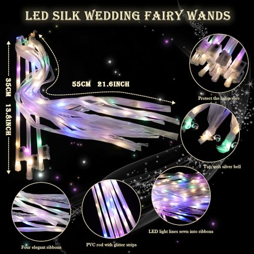 Light up Wedding Wands with Ribbons & Bells P3053