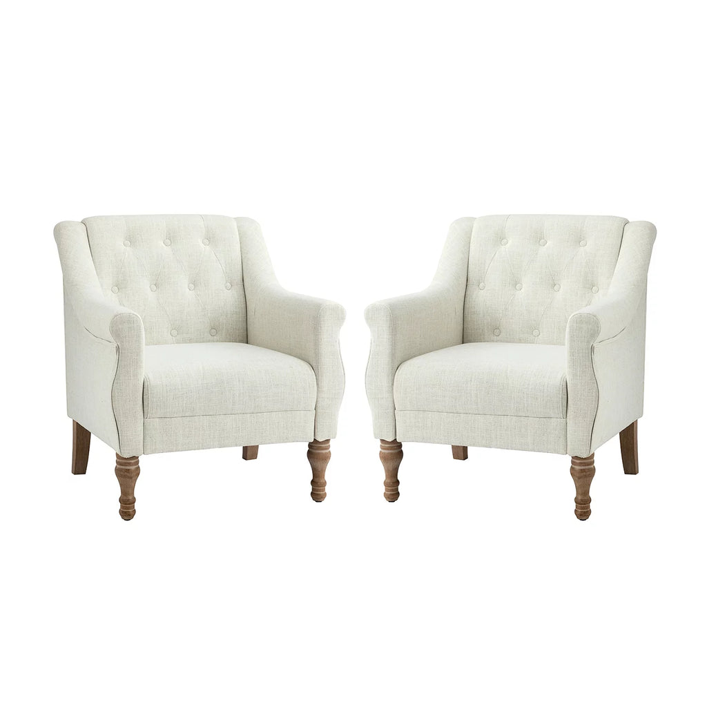Set of 2 Tufted Wooden Armchair T41286